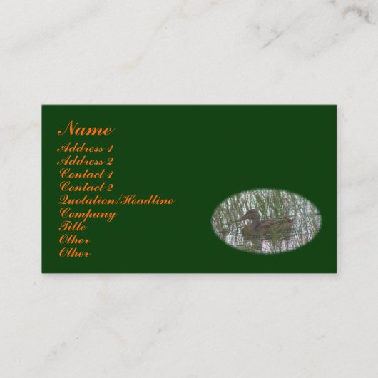 Carte de visite animal de canard Brown (Devant)