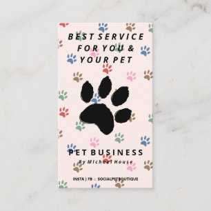 Carte De Visite animal de compagnie de chat de paon rose