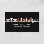 Carte De Visite Animal de ferme Vétérinaire Noir (Devant)
