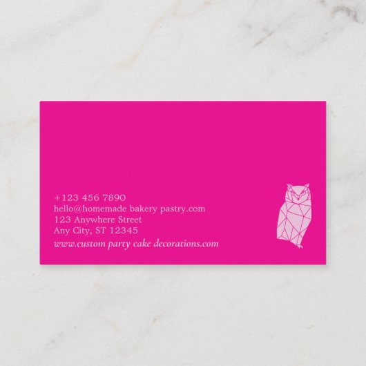 Carte De Visite Animal Design for Professionals Pink Lowpoly Owl (Dos)