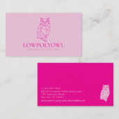 Carte De Visite Animal Design for Professionals Pink Lowpoly Owl (Devant / Derrière)