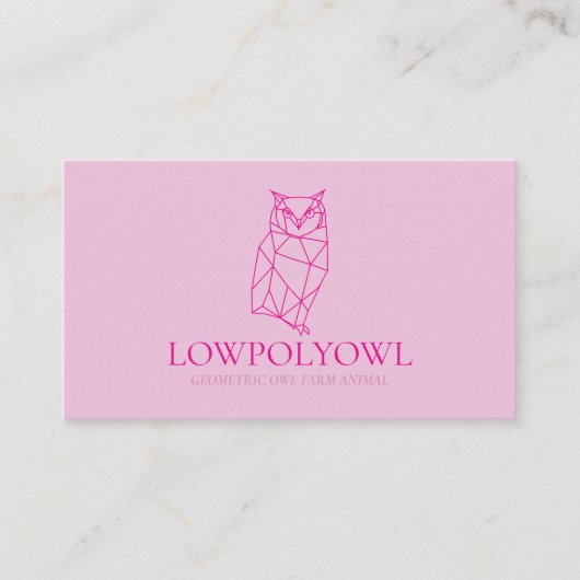 Carte De Visite Animal Design for Professionals Pink Lowpoly Owl (Devant)