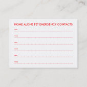 Carte De Visite animal domestique (Dos)