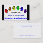 Carte De Visite Animal familier de pyramide (Devant / Derrière)