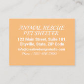 Carte De Visite Animal Rescue Pet Shelter Organisation Simple Chic (Dos)