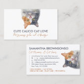 Carte De Visite Animal Sitter Funny Calico Cat (Devant / Derrière)