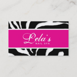 Carte de visite animal Zebra Nail Salon rose Angle