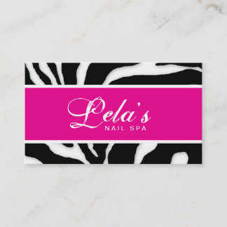 Carte de visite animal Zebra Nail Salon rose Angle