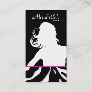 Carte de visite animal Zebra Salon de cheveux noir