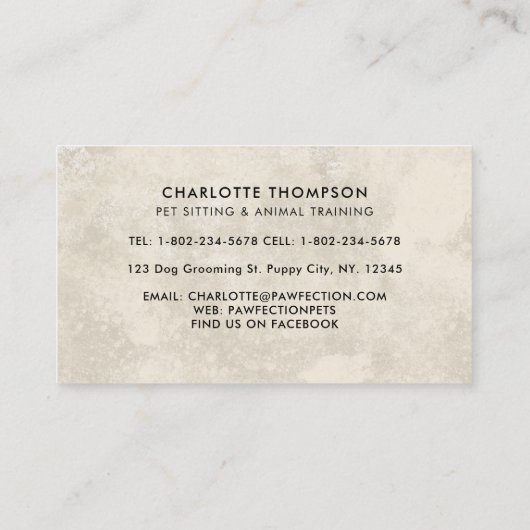 Carte De Visite Animaux assis chien chat Cheval Boho Aquarelle Ani (Dos)