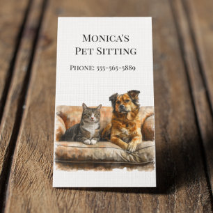 Carte De Visite Animaux assis Chien Chat Entraînement Aquarelle Ch