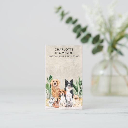 Carte De Visite Animaux assis Chien Walker Chien Groomer Boho Aqua (Debout devant)