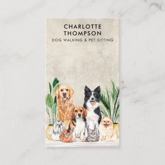 Carte De Visite Animaux assis Chien Walker Chien Groomer Boho Aqua (Devant)