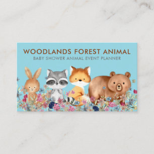 Carte De Visite Animaux Bébé ours Fox Raccoon Rabbit bleu