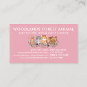 Carte De Visite Animaux Bébé ours Fox Raccoon Rabbit rose (Dos)