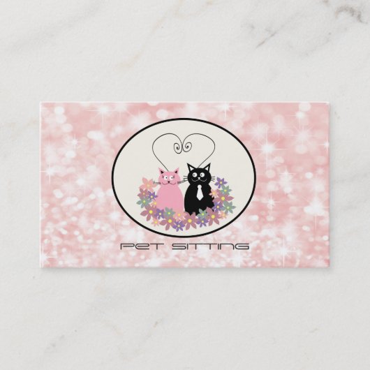 Carte De Visite Animaux de compagnie assis drôle chats fleuris gli (Devant)