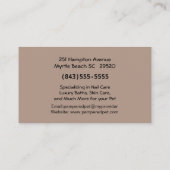 Carte De Visite Animaux de compagnie/Carte de visite vétérinaire (Dos)