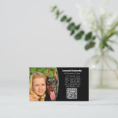 Carte De Visite Animaux de compagnie noir blanc personnalisé QR Co (Debout devant)
