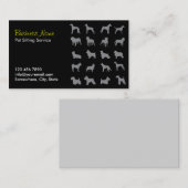 Carte De Visite Animaux de compagnie professionnelle Noir Animaux  (Devant / Derrière)