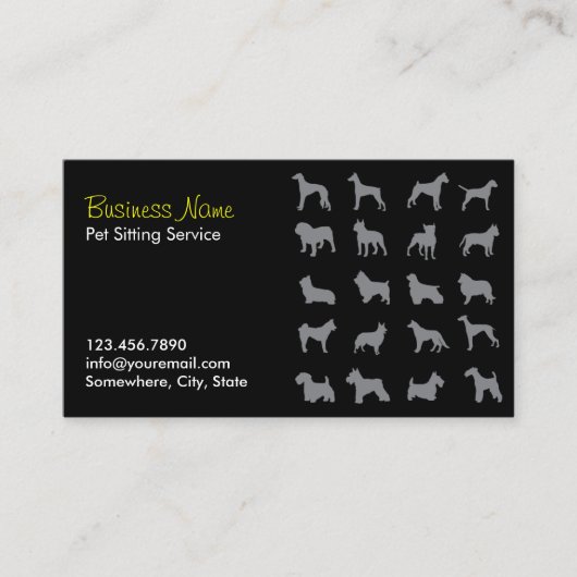 Carte De Visite Animaux de compagnie professionnelle Noir Animaux  (Devant)