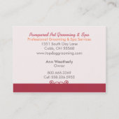 Carte De Visite Animaux de compagnie Spa Chien Groomer Entreprise  (Dos)