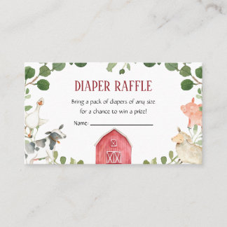 Carte De Visite Animaux de ferme Baby shower Déchets Raffle