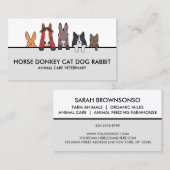 Carte De Visite Animaux de ferme Cheval Âne Chat Chien Lapin (Devant / Derrière)