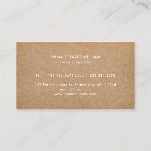 Carte De Visite Animaux de ferme rustiques Cow Cog Poulet Aquarell (Dos)