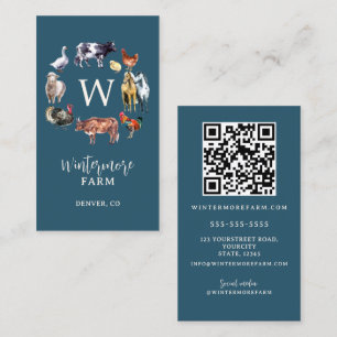 Carte De Visite Animaux de la ferme aquarelle entreprise agricole 