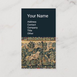 Carte De Visite ANIMAUX D'IMAGINAIRE, CHEVAUX, BOIS Bleu Vert Flor