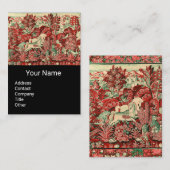 Carte De Visite ANIMAUX D'IMAGINAIRE, CHEVAUX, BOIS Rouge Vert Flo (Devant / Derrière)