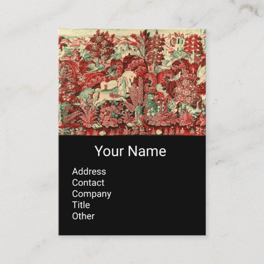 Carte De Visite ANIMAUX D'IMAGINAIRE, CHEVAUX, BOIS Rouge Vert Flo (Devant)