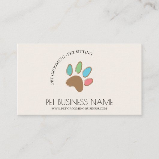 Carte De Visite Animaux domestiques assis Chien assis Chat Paw (Devant)