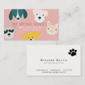 Carte De Visite Animaux mignons Animaux de compagnie Sitter Chien  (Devant / Derrière)