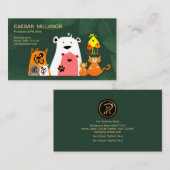 Carte De Visite Animaux mignons jouant dans la garde d'enfants (Devant / Derrière)