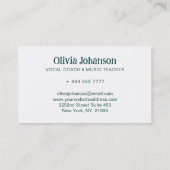 Carte De Visite Animaux Musique Musique Vocal Enseignant Coach & M (Dos)