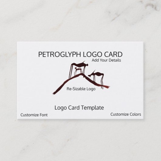 Carte De Visite Animaux pétroglyphes préhistoriques - Logo des sym (Devant)