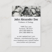 Carte De Visite Animaux recueillant au café de Paris - zoologiste (Dos)