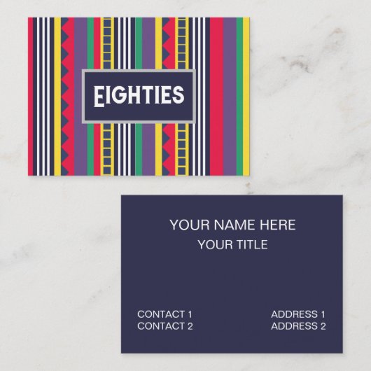 Carte De Visite Années 80 Rayures colorées 80 (Devant / Derrière)