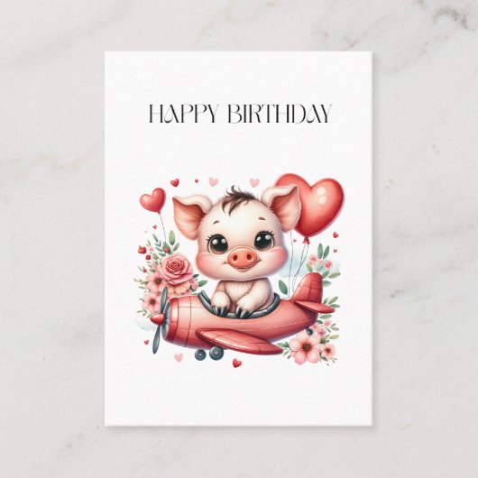 Carte De Visite Anniversaire de Pilote Cochon (Devant)