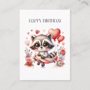 Carte De Visite Anniversaire de Raton Laveur Volant