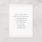 Carte De Visite ANNIVERSAIRE D'ENTREPRISE commerce blanc or noir (Dos)