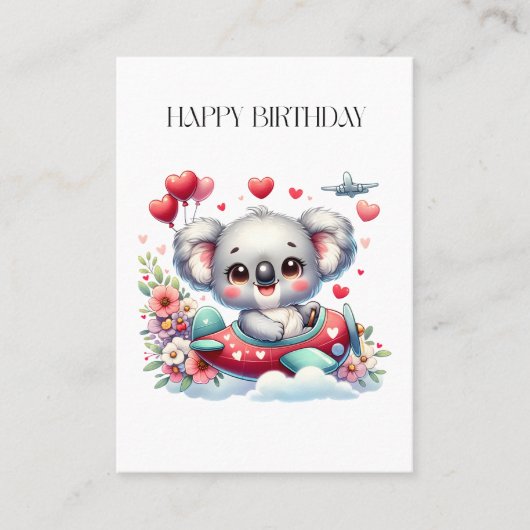 Carte De Visite Anniversaire Koala Pilote (Devant)