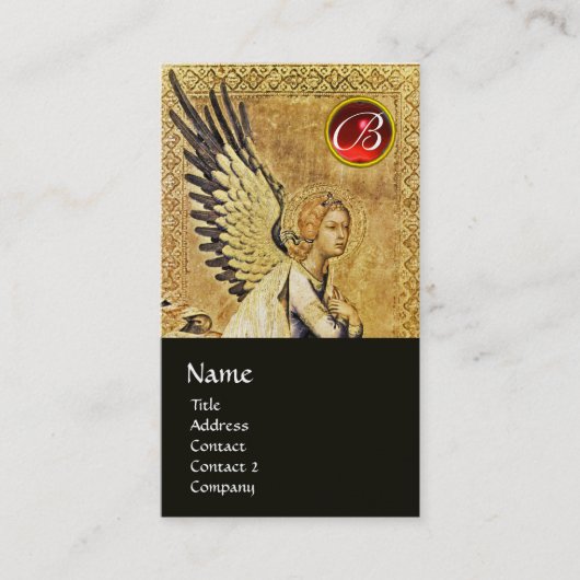 Carte De Visite ANNONCE ANGEL MONOGRAM, Ruby rouge, Or (Devant)