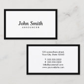 Carte De Visite Annonceur minimaliste noir encadré  (Devant / Derrière)