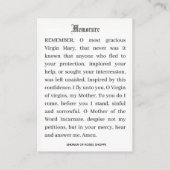 Carte De Visite Annonciation catholique Vierge Marie Mémoire Prièr (Dos)