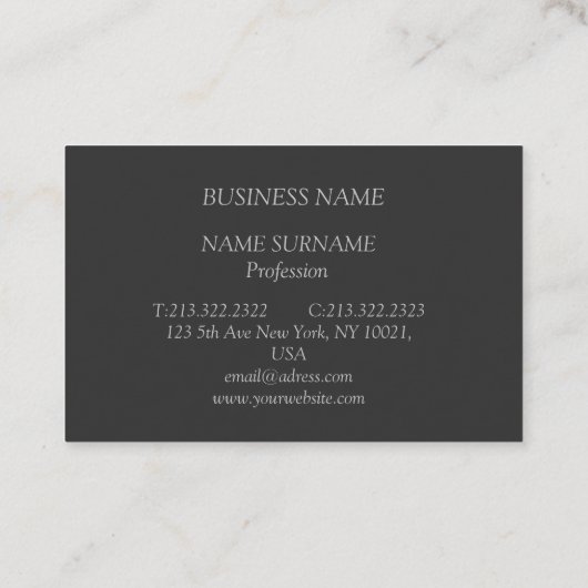 Carte de visite anthracite avec écriture grise (Dos)