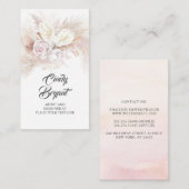 Carte De Visite Anthuriums blancs Pampas Grass et Roses roses rose (Devant / Derrière)