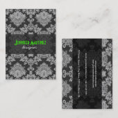 Carte De Visite Antique Blanc & Gris traditionnel dentelle florale (Devant / Derrière)