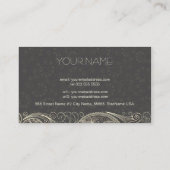 Carte De Visite Antique Blanc Paisley Sur Motif gris foncé Design (Dos)